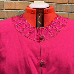 NWT vintage Sz 18 Justin Taylor hot pink crepe skirt suit